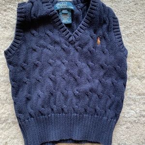 Boys Polo Ralph Lauren Cable Knit Vest in Navy